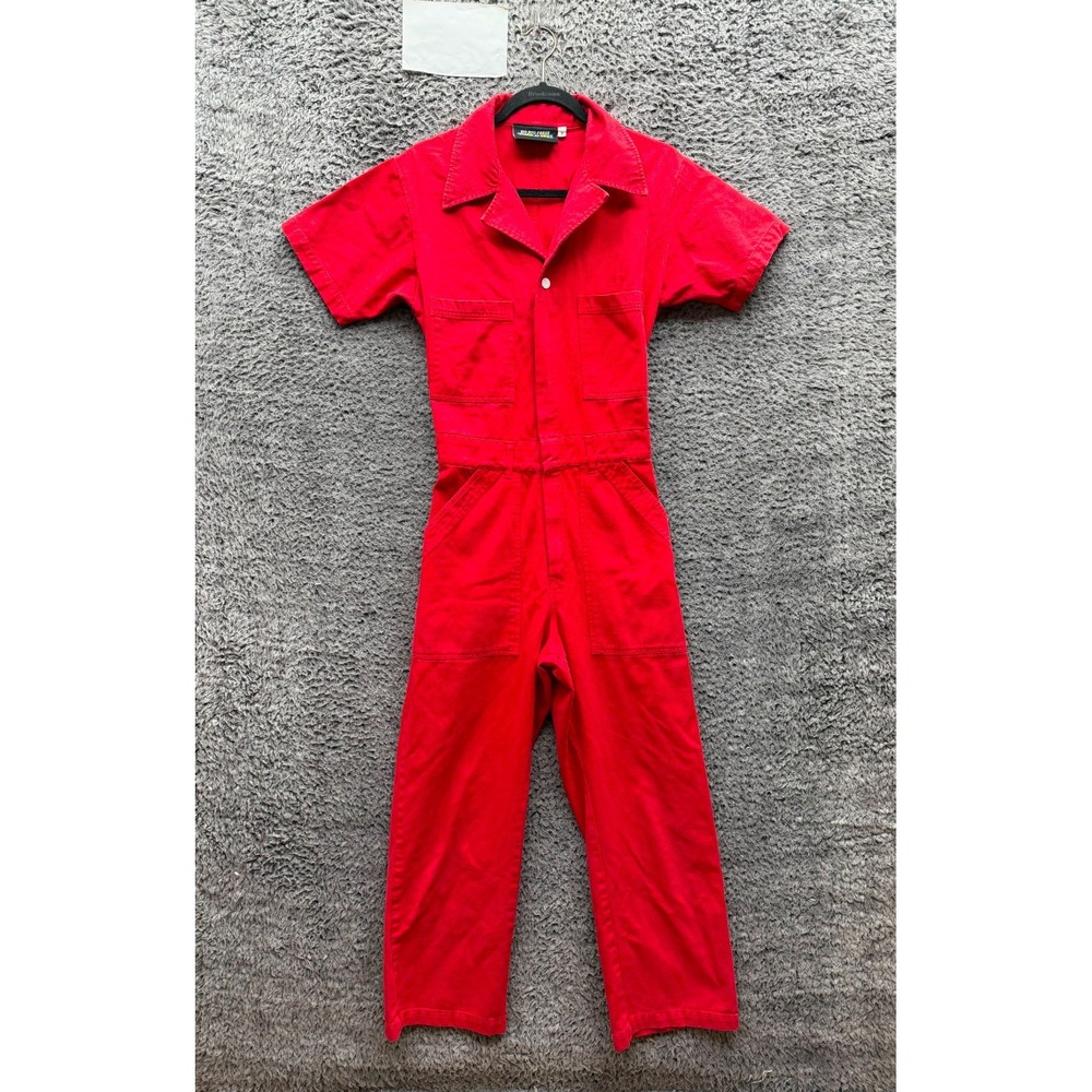 Big Bud Press Cotton Twill Straight Leg Short Sleeve Jumpsuit Red Womens Size S